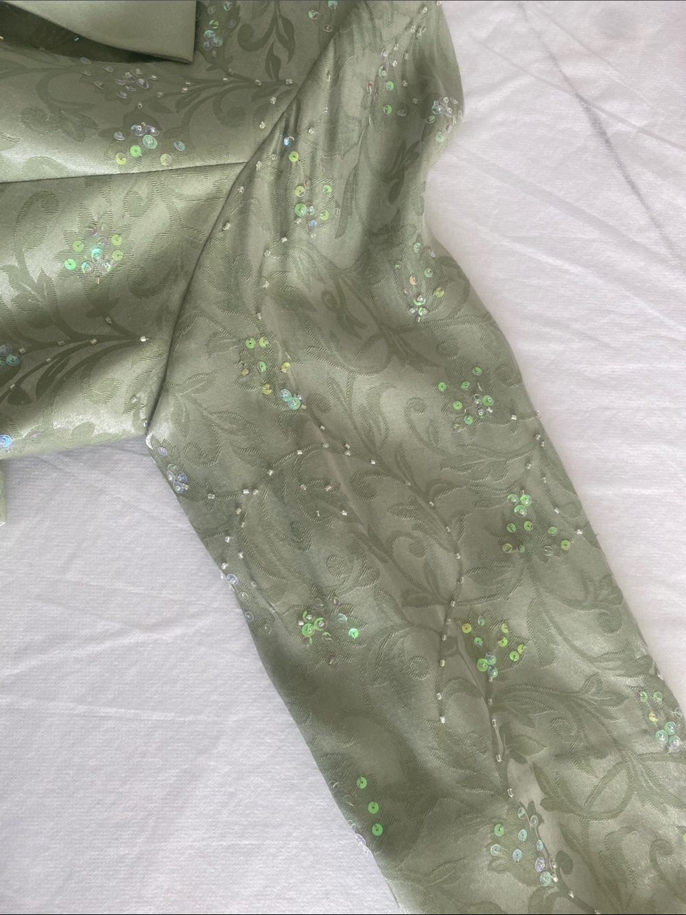 Alex Evenings Pale Green Sequin Two-Piece Maxi Dress with Jacket - Picture 9 of 11